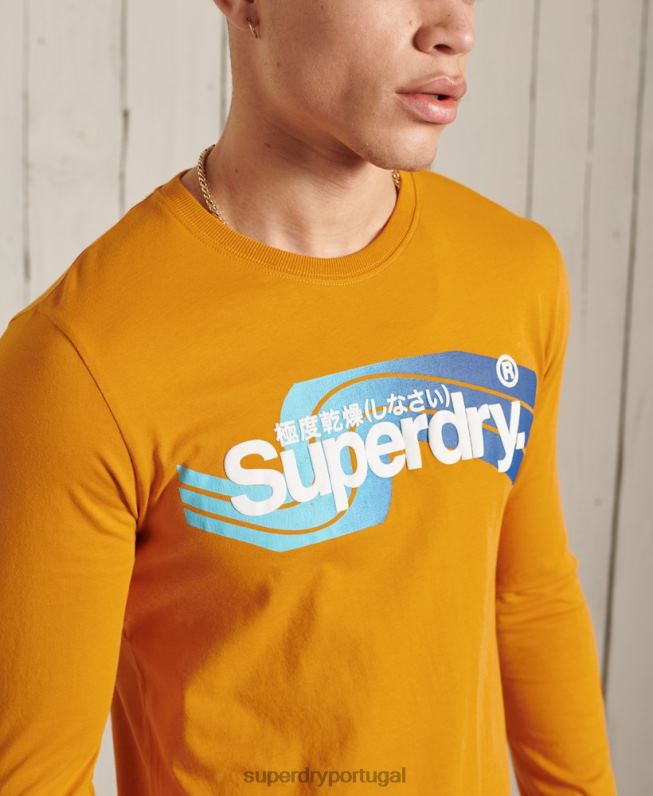 core logo cali top de mangas compridas homens ouro roupas Superdry 2208H6444