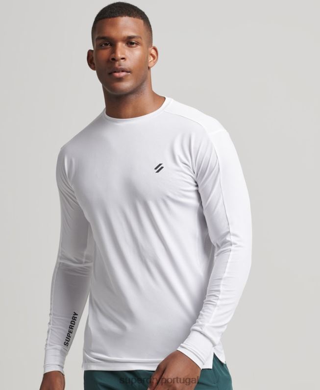 correr top de manga longa homens branco roupas Superdry 2208H5388