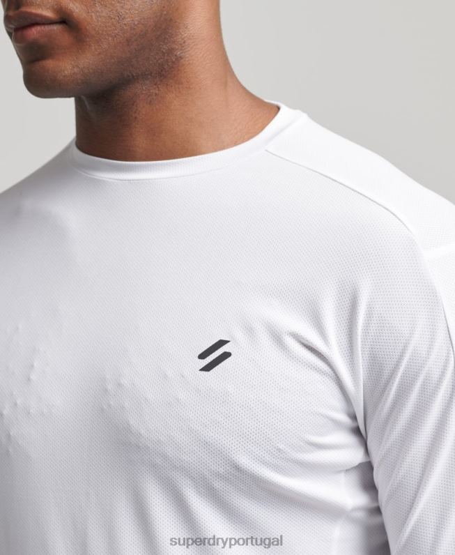 correr top de manga longa homens branco roupas Superdry 2208H5388
