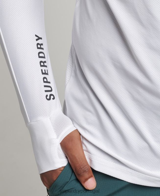 correr top de manga longa homens branco roupas Superdry 2208H5388