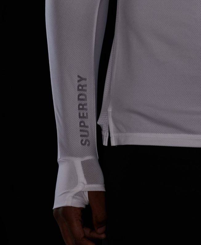 correr top de manga longa homens branco roupas Superdry 2208H5388