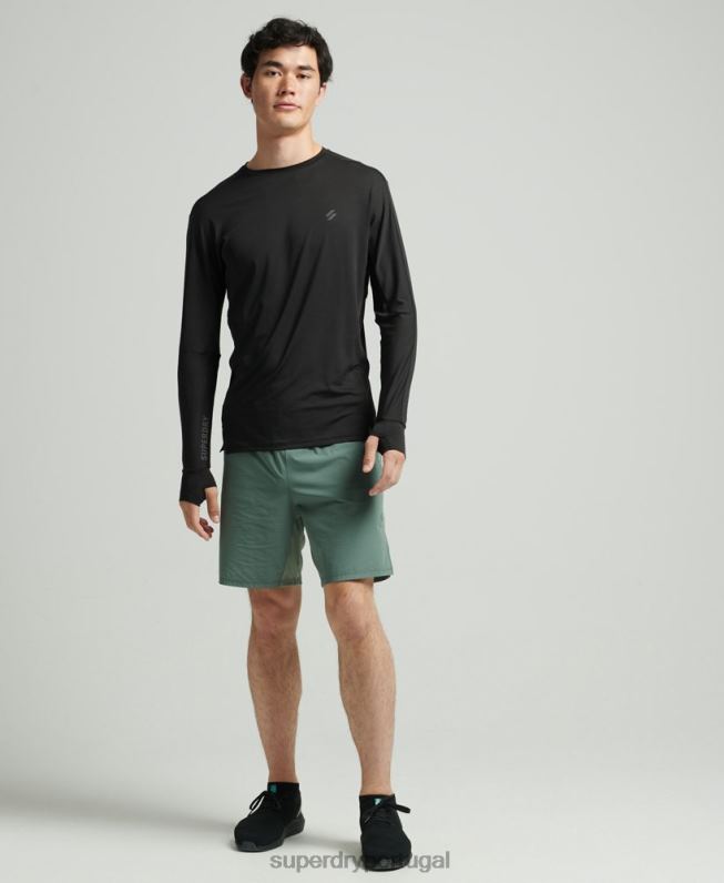 correr top de manga longa homens preto roupas Superdry 2208H5373