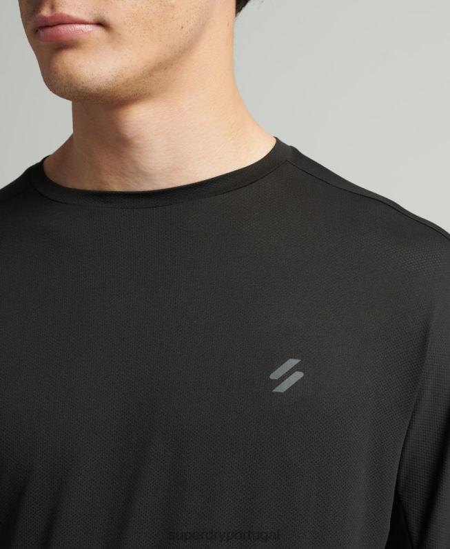 correr top de manga longa homens preto roupas Superdry 2208H5373