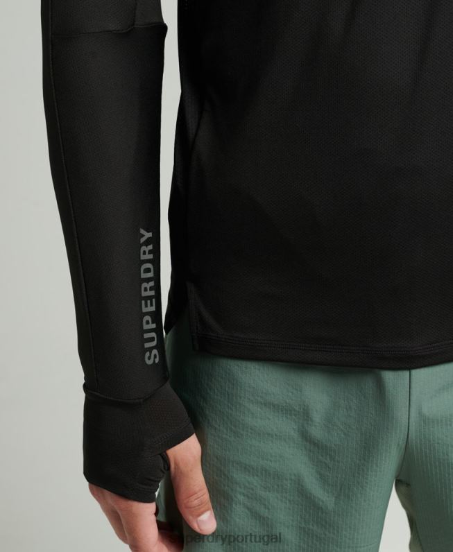 correr top de manga longa homens preto roupas Superdry 2208H5373