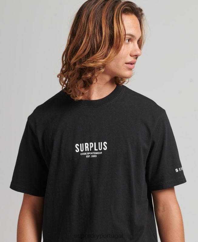 excesso de camiseta solta homens preto roupas Superdry 2208H4927