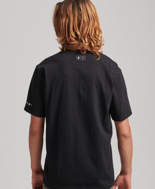 excesso de camiseta solta homens preto roupas Superdry 2208H4927