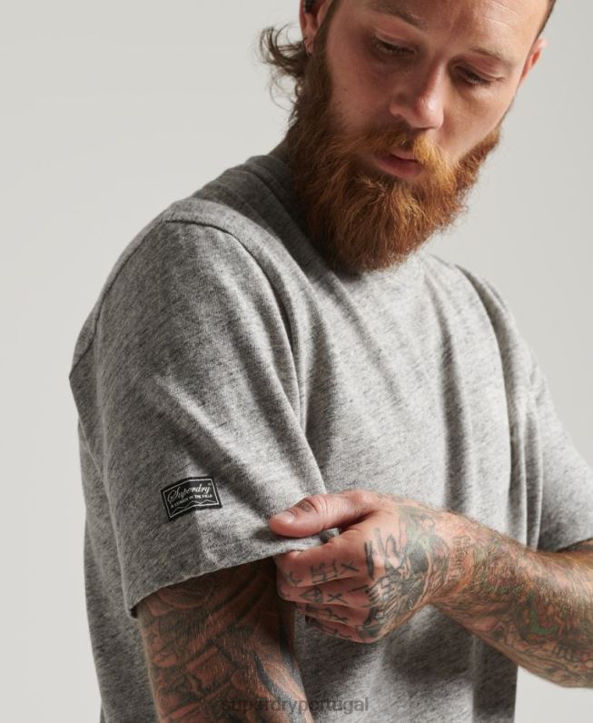 game on 90s logo t-shirt homens cinza roupas Superdry 2208H4831