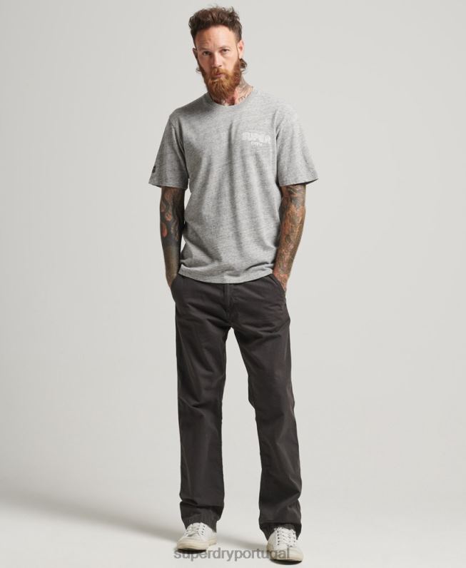 game on 90s logo t-shirt homens cinza roupas Superdry 2208H4831