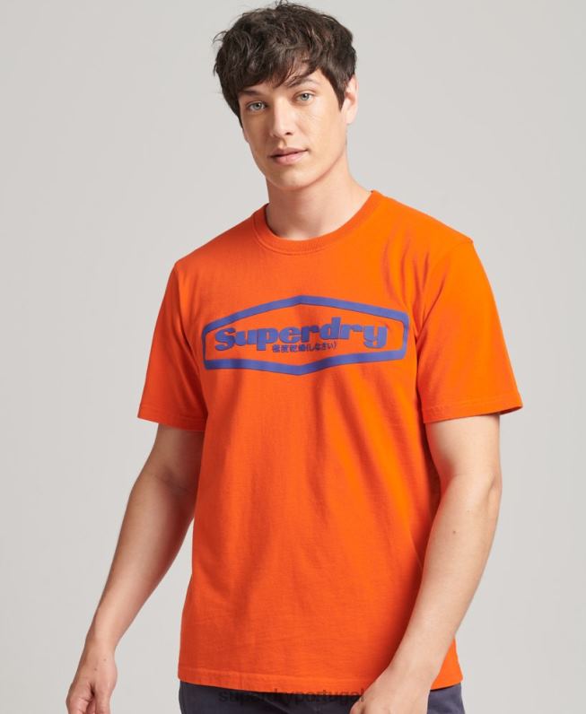 game on 90s logo t-shirt homens laranja roupas Superdry 2208H4804