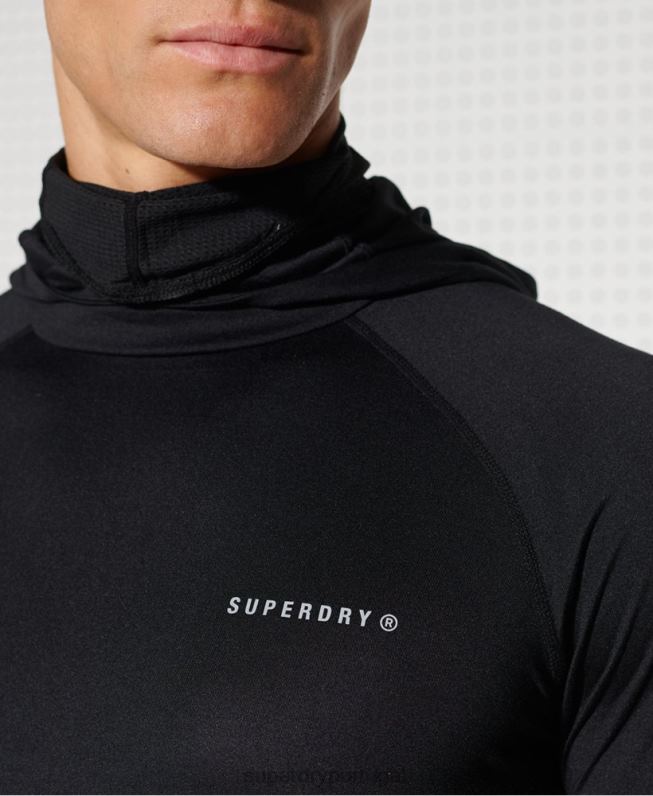 parte superior com capuz de camada intermediária homens preto roupas Superdry 2208H1437