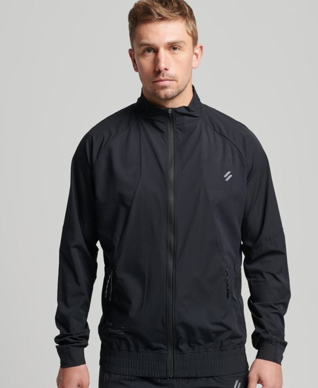 parte superior da trilha de tecido elástico homens preto roupas Superdry 2208H5369