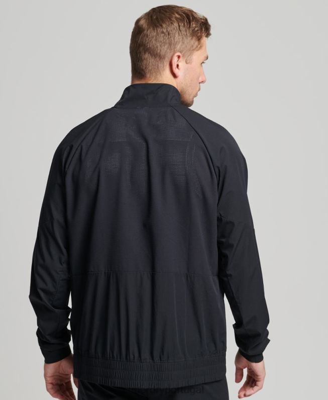 parte superior da trilha de tecido elástico homens preto roupas Superdry 2208H5369