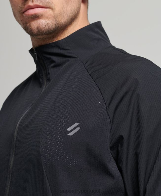 parte superior da trilha de tecido elástico homens preto roupas Superdry 2208H5369