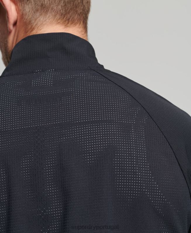 parte superior da trilha de tecido elástico homens preto roupas Superdry 2208H5369