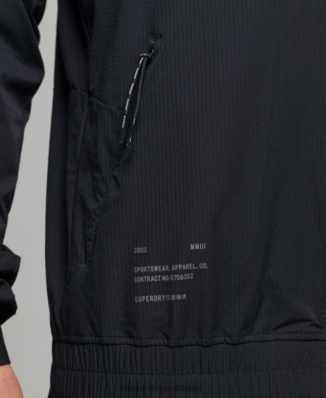 parte superior da trilha de tecido elástico homens preto roupas Superdry 2208H5369