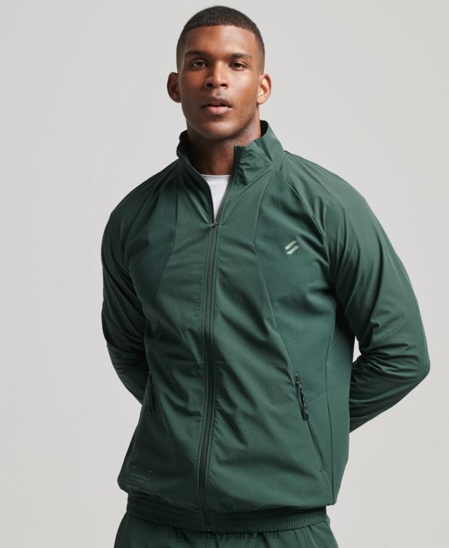 parte superior da trilha de tecido elástico homens verde roupas Superdry 2208H5367