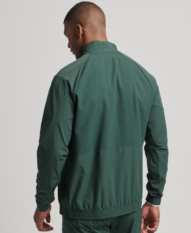 parte superior da trilha de tecido elástico homens verde roupas Superdry 2208H5367