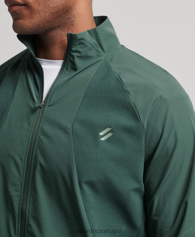 parte superior da trilha de tecido elástico homens verde roupas Superdry 2208H5367