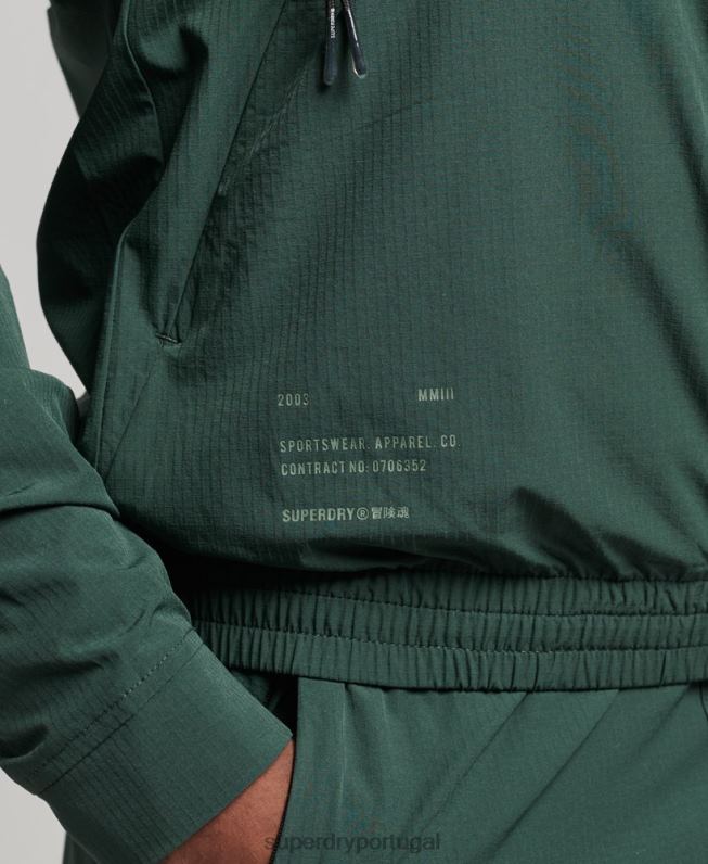 parte superior da trilha de tecido elástico homens verde roupas Superdry 2208H5367