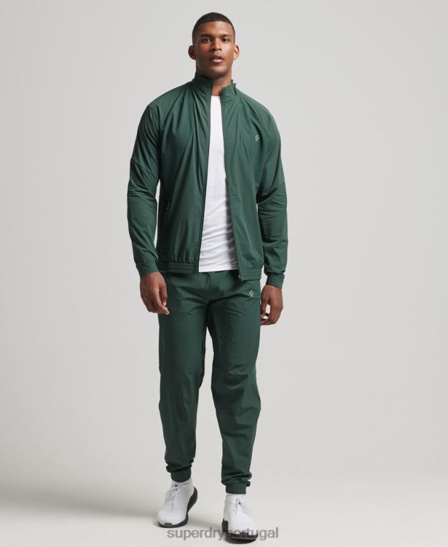 parte superior da trilha de tecido elástico homens verde roupas Superdry 2208H5367