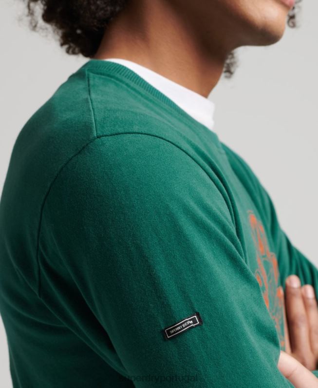 psy rock top manga longa homens verde roupas Superdry 2208H1554