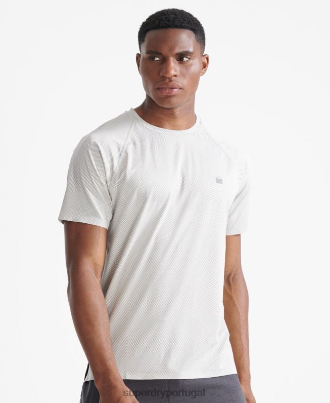 t-shirt de manga curta premium train homens branco roupas Superdry 2208H5407