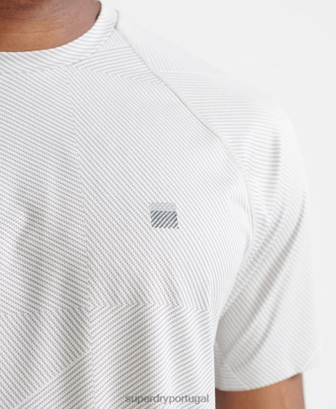 t-shirt de manga curta premium train homens branco roupas Superdry 2208H5407
