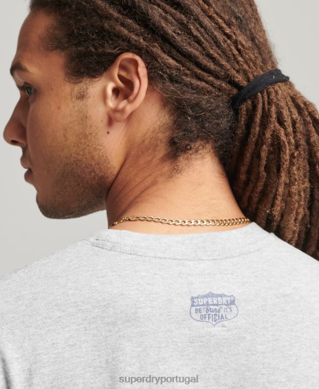 t-shirt em relevo estilo script homens cinza roupas Superdry 2208H4855