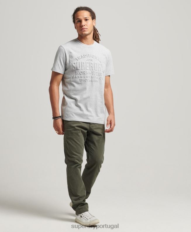 t-shirt em relevo estilo script homens cinza roupas Superdry 2208H4855