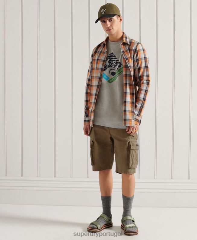 t-shirt estampada mountain descontraída homens cinza roupas Superdry 2208H4915