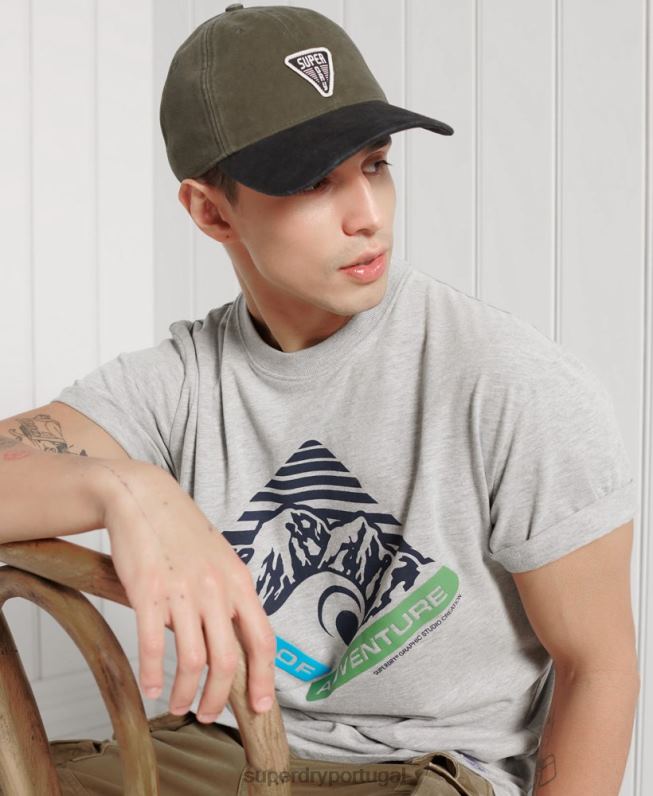 t-shirt estampada mountain descontraída homens cinza roupas Superdry 2208H4915