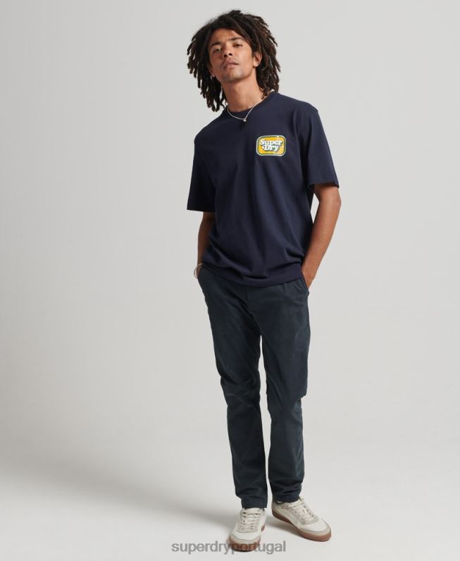 t-shirt retrô dos anos 70 cooper homens marinha roupas Superdry 2208H4811