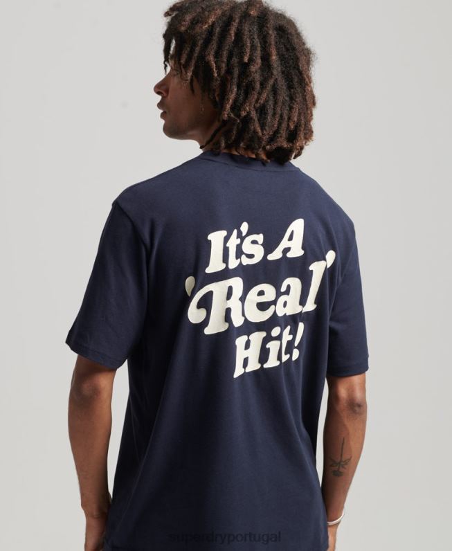 t-shirt retrô dos anos 70 cooper homens marinha roupas Superdry 2208H4811