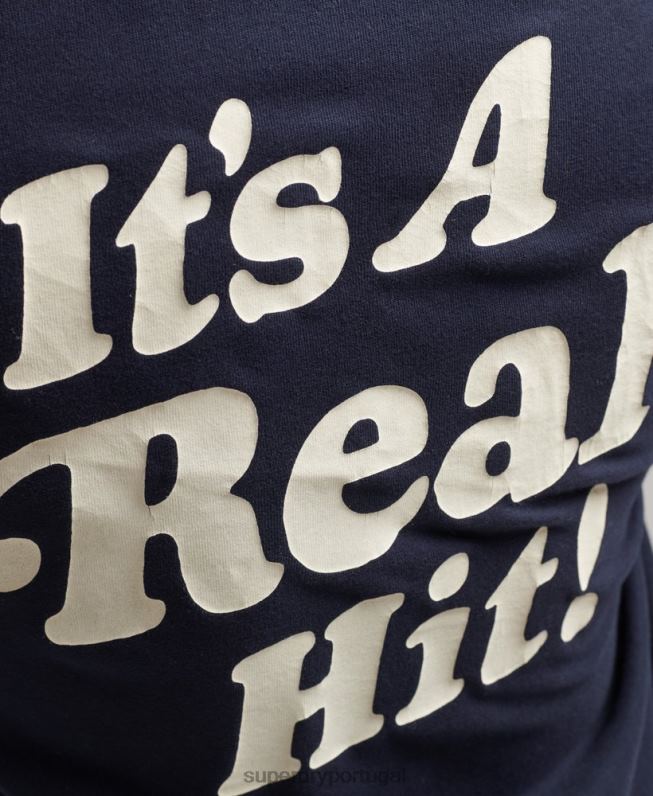 t-shirt retrô dos anos 70 cooper homens marinha roupas Superdry 2208H4811