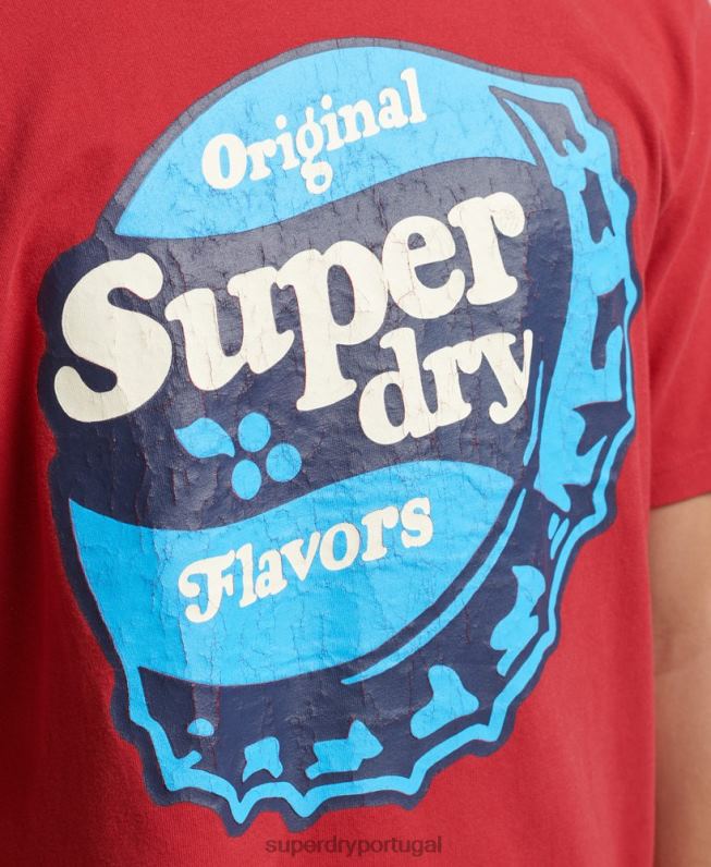 t-shirt retrô dos anos 70 cooper homens vermelho roupas Superdry 2208H4878