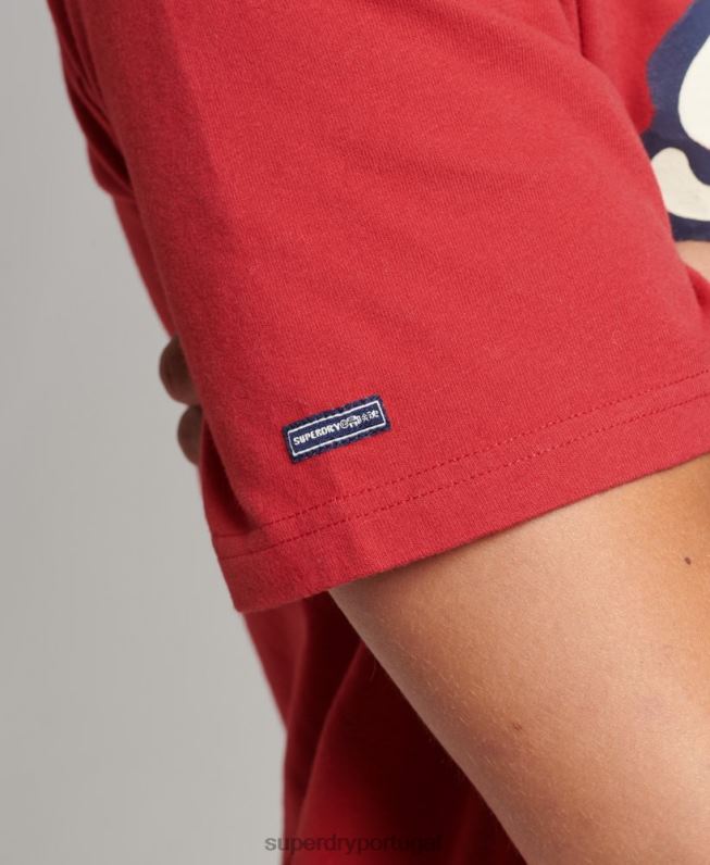 t-shirt retrô dos anos 70 cooper homens vermelho roupas Superdry 2208H4878