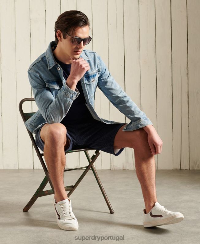 top bordado vintage de algodão orgânico homens marinha roupas Superdry 2208H1540