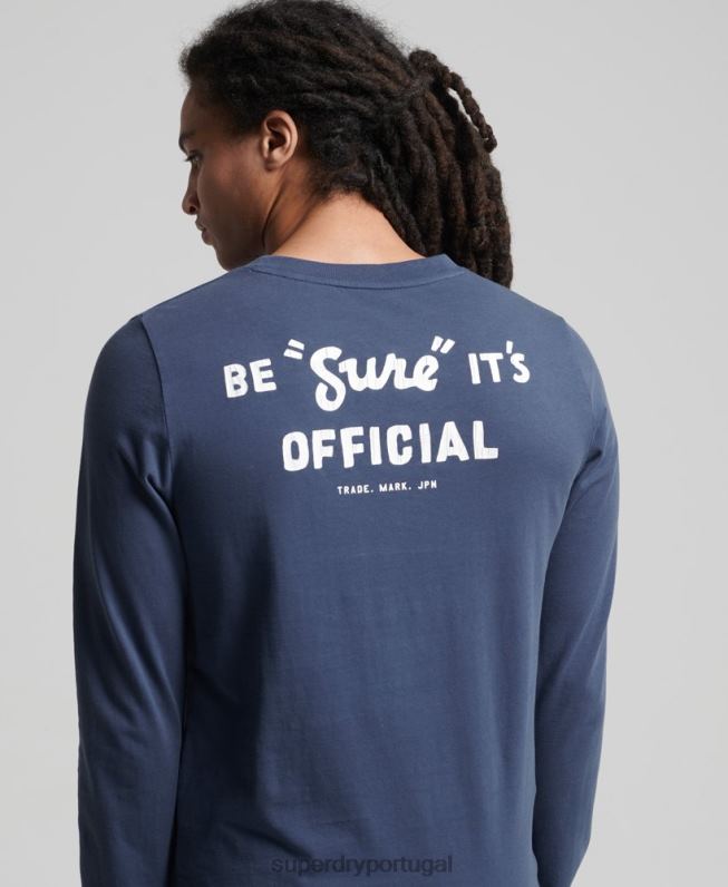 top clássico americano com logo vintage homens azul escuro roupas Superdry 2208H1560