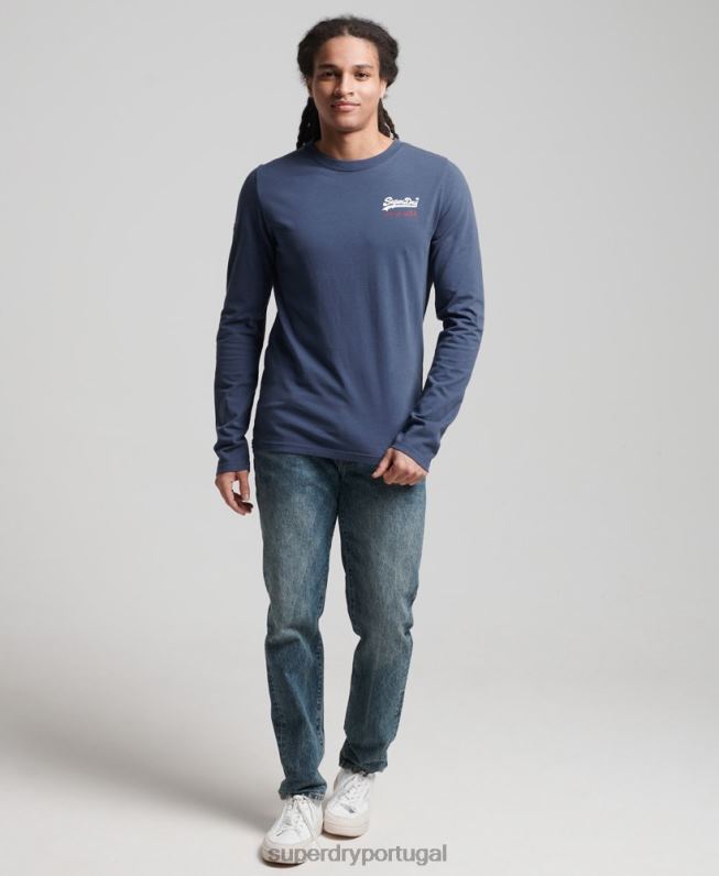 top clássico americano com logo vintage homens azul escuro roupas Superdry 2208H1560