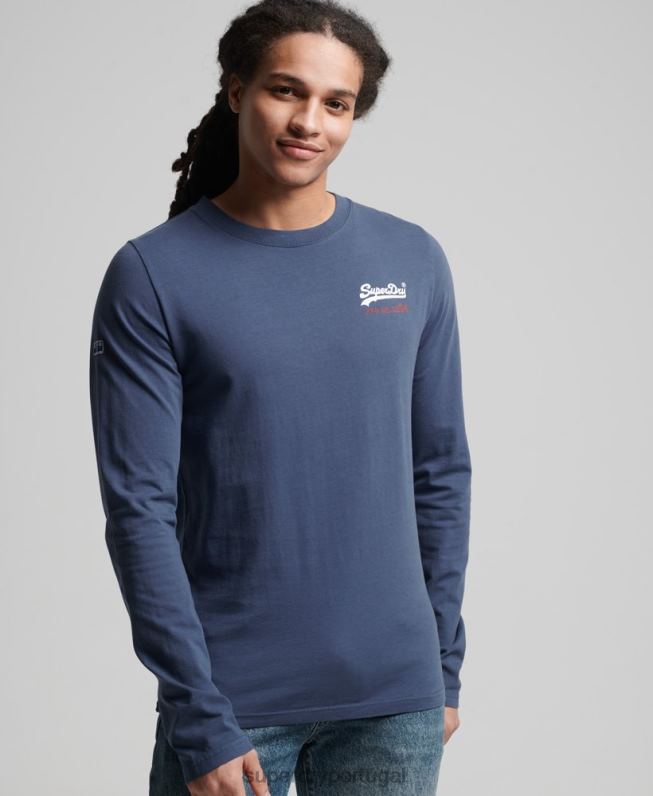 top clássico americano com logo vintage homens azul escuro roupas Superdry 2208H1560
