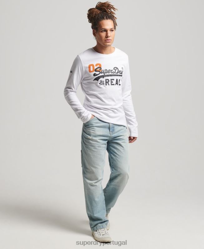 top clássico americano com logo vintage homens branco roupas Superdry 2208H1552