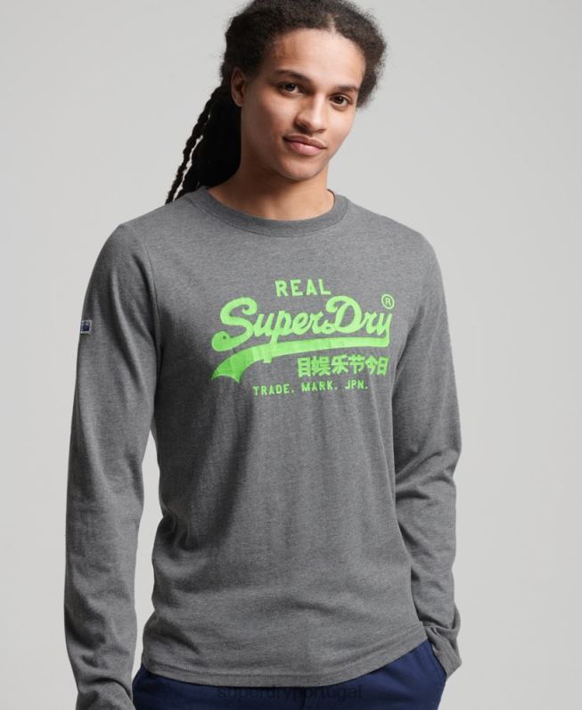 top clássico americano com logo vintage homens cinza roupas Superdry 2208H1553