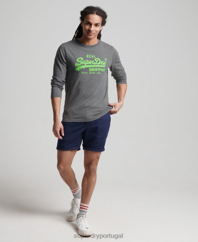 top clássico americano com logo vintage homens cinza roupas Superdry 2208H1553