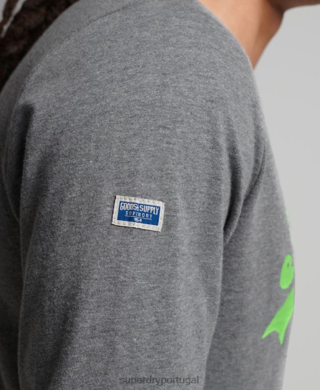 top clássico americano com logo vintage homens cinza roupas Superdry 2208H1553