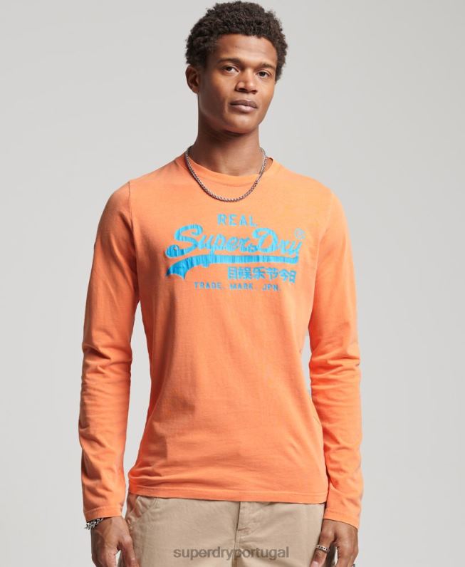 top clássico americano com logo vintage homens laranja roupas Superdry 2208H1561