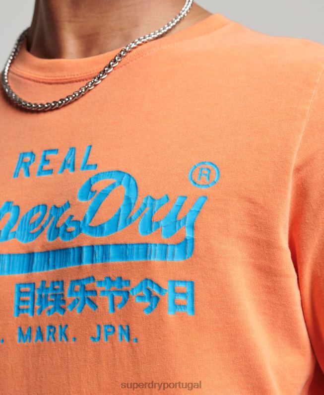 top clássico americano com logo vintage homens laranja roupas Superdry 2208H1561