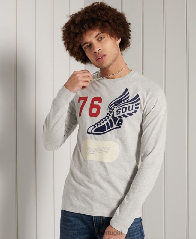 top colegial overdye de manga comprida homens cinza roupas Superdry 2208H1558