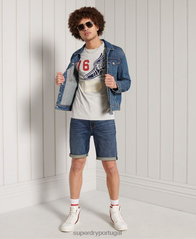 top colegial overdye de manga comprida homens cinza roupas Superdry 2208H1558