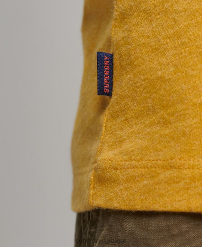 top de beisebol de manga comprida essencial de algodão orgânico homens amarelo roupas Superdry 2208H1484