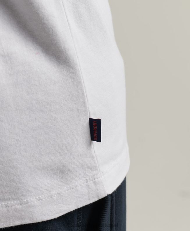 top de beisebol de manga comprida essencial de algodão orgânico homens branco roupas Superdry 2208H1497